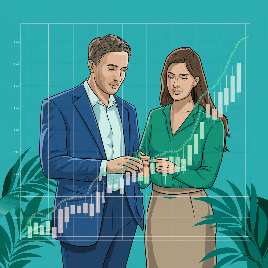 Mann und Frau mit einem Chart